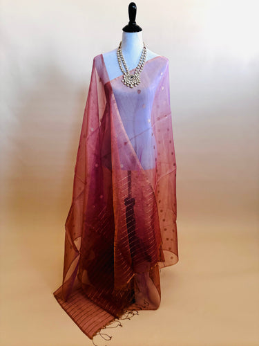 Nia - ShopNaya Exclusive | Handwoven | Silk Organza | Metallic Colors | Gold Zari | Ships from California